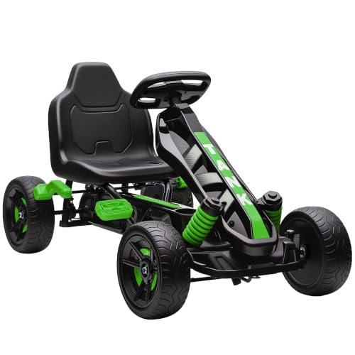 AIYAPLAY Gokart Tretauto mit Handbremse für Kinder 3-6 Jahren Grün