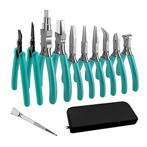 C&T Profi 11-teiliges Schmuckwerkzeug Set – Präzisions-Juwelier-Zangen-Kit inkl. Rundzange, Flachzange, Seitenschneider und mehr,für DIY Schmuckherstellung, Drahtbiegen & Kettenreparatur mit Tasche