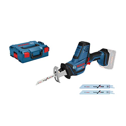 Bosch Professional 18V System Akku Säbelsäge GSA 18 V-LI C (Compact Version, inkl. 3x Säbelsägeblatt, ohne Akku/Ladegerät, L-BOXX)