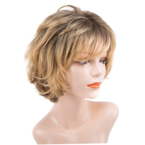 DOITOOL Kurze Lockige Perücke Für Damen Echthaar-perücke Mit Lace-front Realistischer Haaransatz Modische Für Den Alltag Partys Cosplay