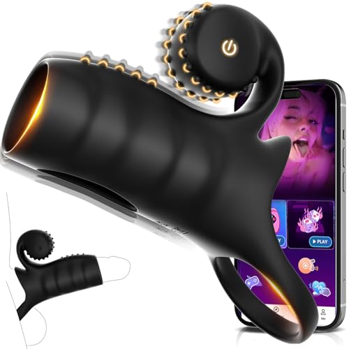 Penisring mit Klitorisstimulator Sex Spielzeug für die Paare Penishülle, Penisringe Bdsms Sexspielzeug Extrem Sex für Beide Zusammen Cock Ring 9 Modi APP Penis Vibrator für Penisverlängerung Schwarz