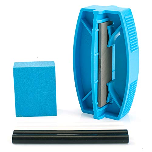 XCMAN Komplettes Ski-/Snowboard-Pflegeset für Seitenkanten/Ski, Winkelwerkzeug + Gummi-Stein + PTEX-Basisreparatur