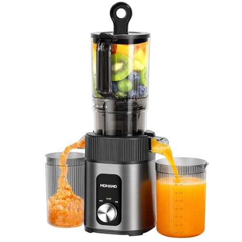 KEPEAK Slow Juicer 200W, Professionelle Saftpresse mit 112mm Einfüllschacht für ganze Früchte und Gemüse, BPA-frei, leichte Reinigung