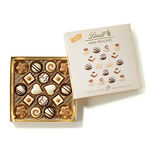 Lindt Schokolade - Weiße Mini Pralinés | 90 g | Pralinen-Schachtel 18 Pralinen in 6 köstlichen Sorten | Pralinengeschenk | Schokoladengeschenk