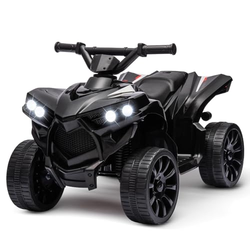 Kinder Quad Elektro 6V Kinderquad, Elektroauto Mit LED-Scheinwerfern, Musik & Hupe, Kinderfahrzeug Mit 4 rutschfeste Räder & Vorwärts/Rückwärts-Funktion, Für Kinder 3-8 Jahre Alt, Schwarz