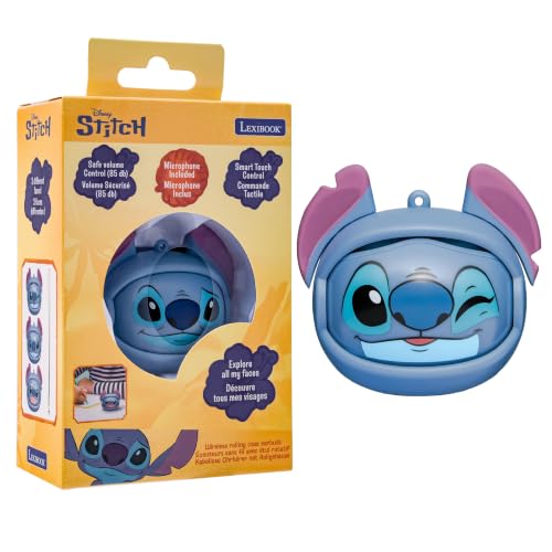 Lexibook, Disney Stitch In-Ear Bluetooth-Ohrhörer, Rollendes Case, HPBT06D | Disney Stitch Ohrhörer mit LED-Anzeigen, Touch-Bedienung, Mikrofon, USB-C-Ladung und 3-4 Std. Hörzeit