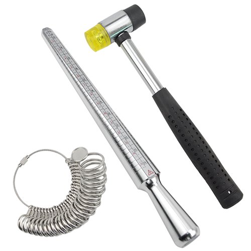 TOVOT 29 Pcs 3 in 1 Multifunktions-Circle Modelle Jewelry Werkzeug-Set für Schmuckherstellung Messung Ringmaß Dorn und Juweliere Gummi Hammer