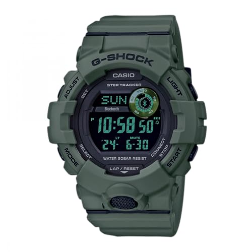 Casio Herren Quartz Armbanduhr, 43.00mm GehäusegröÃŸe mit LCD digital Zifferblatt und khakifarben Rubber Strap Armband GBD-800UC-3ER