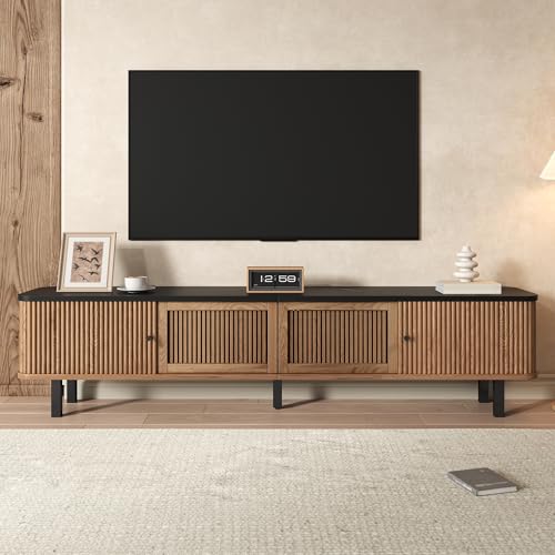 Jaxenor 190cm TV Lowboard mit 2 Schiebetüren, TV Schrank mit Großer Stauraum, Fernsehschrank mit 2 Gittertüren, TV Board, Fernseher Schrank für Wohnzimmer, Hobbyraum und Arbeitszimmer, Eichenholzfarbe