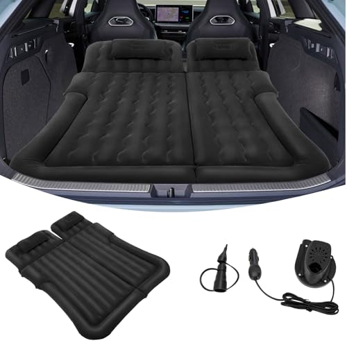 ACROSSPART SUV Luftmatratze, Auto Aufblasbare Matratze mit Luftpumpe & 2 Kissen, Tragbare Doppelseitige Dickere Auto Bett für Camping, Reisen, Outdoor (Schwarz)