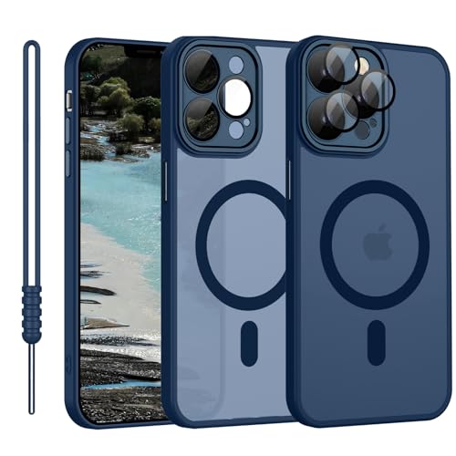 YUANDMI für iPhone 11 Pro Hülle kompatibel mit MagSafe, Hanyhülle für iPhone 11 Pro Magnetisch Dünn Matte Touch, Anti-Gelb rutschfest Kratzfest Schutz Stoßfest Hülle Dunkel Blau