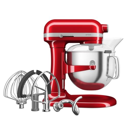 KitchenAid Küchenmaschine - Artisan - Multifunktionaler Küchenroboter mit Schüsselheber - Mit 5 Zubehörteilen - 6,6L Edelstahlschüssel - Liebesapfelrot