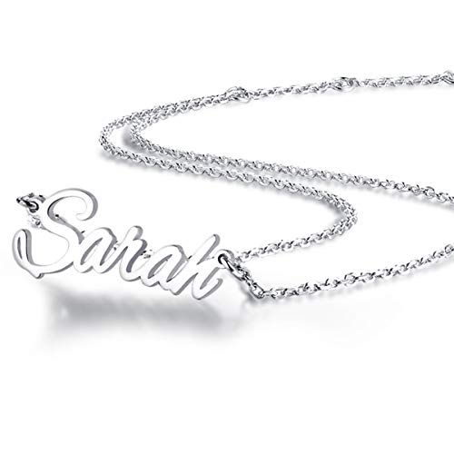 MissChic Namenskette, Silber Personalisierte Kette,18K Rosegold/Gold Vergoldet mit Name, Geschenk für Freuen, Herren, Freundin, Mutter, Schwester