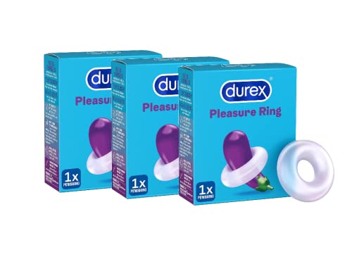 Durex Pleasure Ring - Dehnbarer Penisring aus angenehm weichem Silikon - Erotik Spielzeug für längeres und härteres Vergnügen, (3 x 1 Stück)