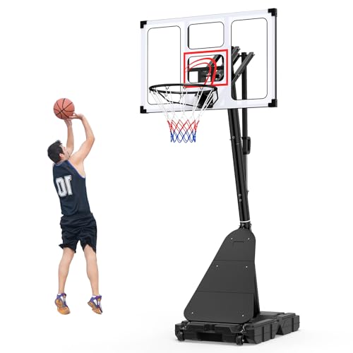 COSTWAY Basketballkorb Outdoor mit Verstellgriff, 150-305 cm verstellbar