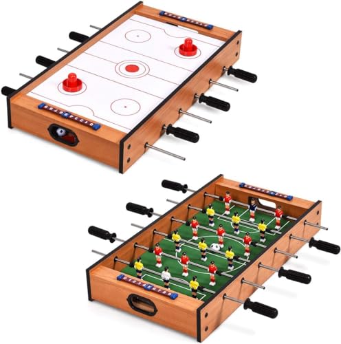 2 in 1 Multi-Spieltisch Mini-Fußballtisch mit Rutsche Hockey Kickertisch Spieltisch für Familie Eltern-Kind Interaktiver Kinder