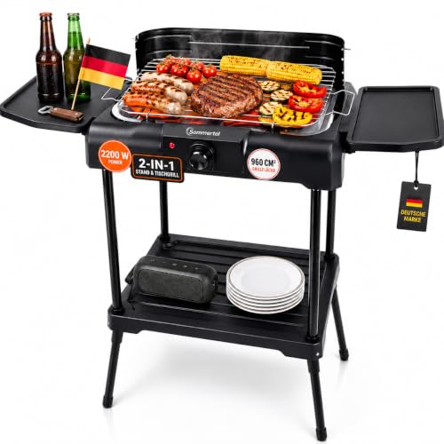 Sommertal BBQ231 Elektrogrill 2in1 | 2200W, Balkongrill, Camping Grill