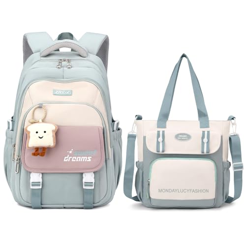 Amythe Schulrucksack Set für Mädchen der 3. bis 7. Klasse, 36L, Grün