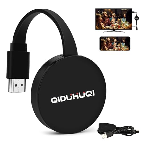 4K Wireless HDMI Dongle, Miracast HDMI Adapter mit Screen Mirror, Hdmi Wireless Cast für i-Phone/i-Pad/Android/iOS zu TV/Monitor/Projektor, Unterstützt Miracast, DLNA, Airplay(Kohlschwarz)