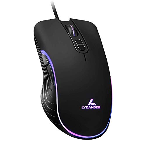 LYCANDER LMC380 Gaming-Maus, kabelgebunden, Optische USB-Mäuse mit Einstellbarer Dpi, bis zu 6400, 7 Tasten, LED, 1, 5 m Kabel
