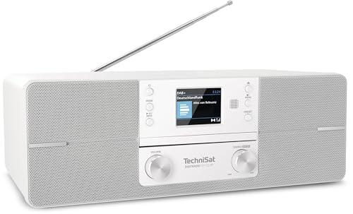 TechniSat Digitradio 371 CD BT - Stereo Digitalradio (DAB+, UKW, CD-Player, Bluetooth, Farbdisplay, USB, AUX, Kopfhöreranschluss, Kompaktanlage, Wecker, 10 Watt, Fernbedienung) weiß