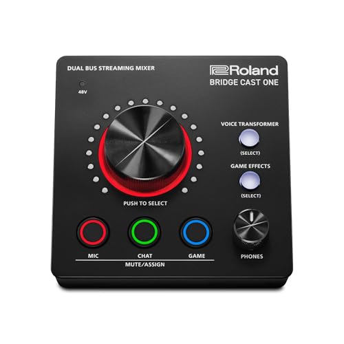 Roland BRIDGE CAST ONE Dual Bus Streaming Mixer | Kompakter Audio-Streaming-Mixer | Für Online-Gamer & Content-Produzenten | 32-Bit Hardware-DSP | USB-C Verbindung für Windows und Mac