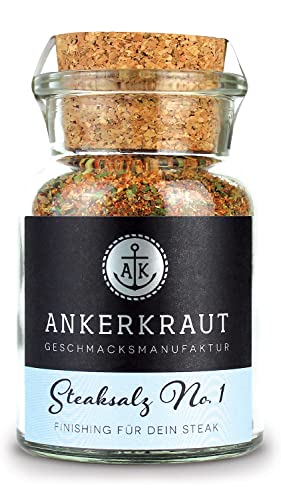 Ankerkraut Steaksalz No. 1, das pefekte Finisher- und Steakhouse-Salz, 80g im Korkenglas