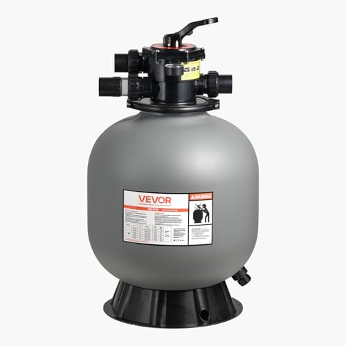 VEVOR Sandfilter, 500 mm Filterkessel, 189,3 L/min Sandfiltersystem, Filterbehälter mit 7-Wege-Mehrwegeventil, Rückspül-, Spül-, Umwälz-, Abwasser-, Winter- & Geschlossenmodus, für Aufstellpools