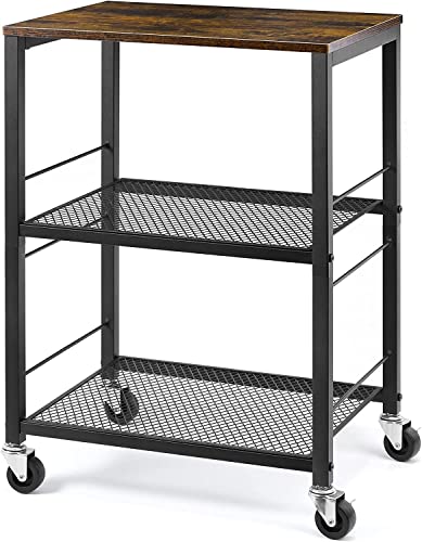 LIANTRAL Servierwagen mit 3 Ebenen, Küchenwagen, 32T x 42B x 62H cm