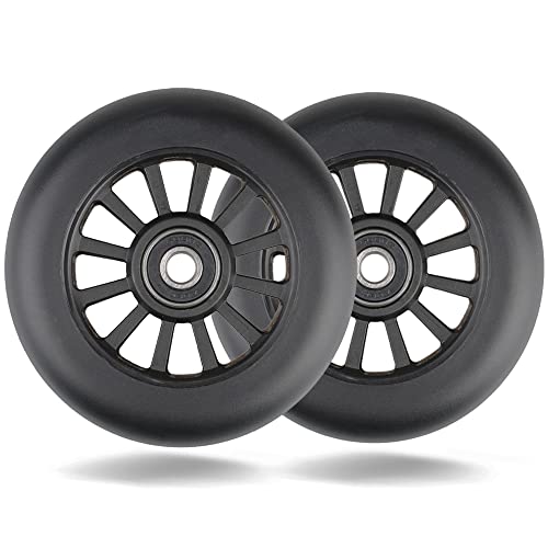 100mm Scooter Rollen - 2 Stück 100mm Scooter Ersatzräder räder Wheels mit ABEC-9 Lager - 88A stunt scooter Rollen Wheels für Apollo Albott Hudora Kesser Fuzion (Black)