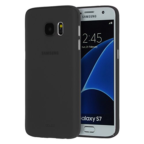 doupi UltraSlim Hülle kompatibel für Samsung Galaxy S7 Edge, Ultra Dünn Fein Matt Handyhülle Cover Bumper Schutz Schale Hard Case Taschenschutz Design Schutzhülle Hardcase, schwarz