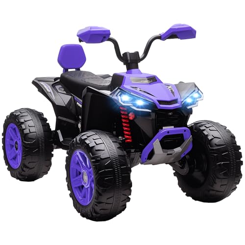 AIYAPLAY 24V Elektro Quad für Kinder, Kinderquad mit Vorwärts-, Rückwärtsfunktion, 4 gefederten Rädern, Scheinwerfer, USB- & MP3-Anschluss, 2 Sitzer Kinderfahrzeug 4-6,5 km/h, für 3-8 Jahre, Lila