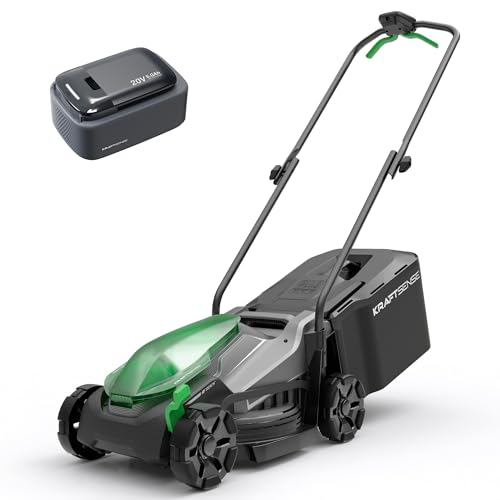 Akku-Rasenmäher für kleine Gärten, 33 cm Arbeitsbreite, bürstenloser Antrieb, 2-in-1 Mulchen & Fangen, mit 5,0 Ah Akkus für bis zu 300 m² pro Ladung, inkl. Typ-C-Ladekabel