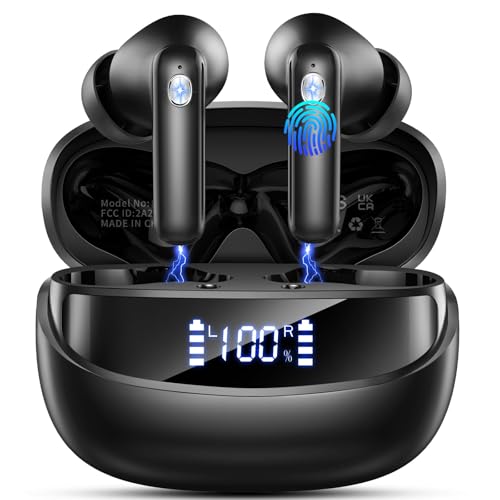 2026 Bluetooth Kopfhörer, Kopfhörer Kabellos Bluetooth 5.4, 56 Std Spielzeit In Ear Kopfhörer mit 6 ENC Noise Cancelling Mics, IP7 Wasserdicht Kabellose Kopfhörer HiFi Stereo, Ohrhörer mit LED-Anzeige