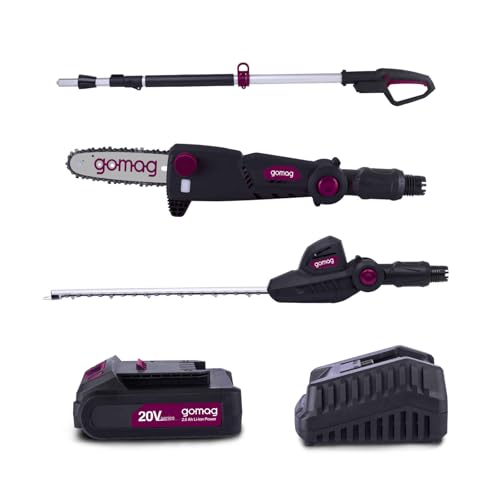 Gomag 20V Akku-Multifunktionsgerät GO-HHS410 | Heckenschere & Hochentaster | 2in1-Funktion | zum Beschneiden von höher gelegenen Ästen oder Hecken | inkl. Akku & Ladegerät