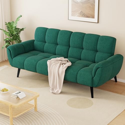 HIPIHOM Sofa Mit Schlaffunktion, Klappsofa Sofa 3 Sitzer, Schlafsofa 155x85cm, Bequemes Geeignet Für Wohnzimmer, Büro, Lounge, Zimmer, Schlafzimmer (Grün)
