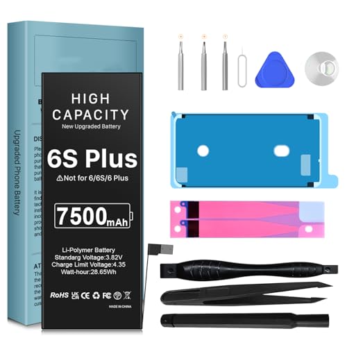 [7500mAh] Akku für iPhone 6S Plus, (2025 neues Upgrade) Hochkapazitäts-Akku mit 0 Zyklen zum Austausch für iPhone 6S Plus,A1634,A1687,A1699 mit professionellen Werkzeugen