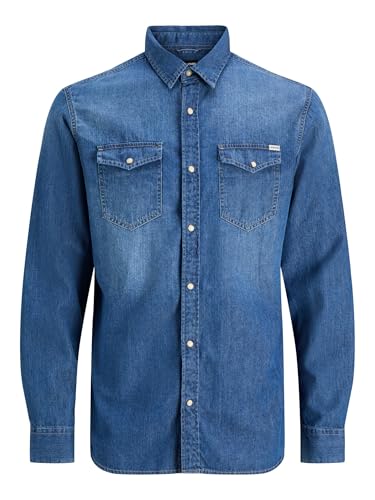JACK & JONES Herren Jjesheridan Shirt L/S Jeanshemd, Medium Blue Denim, XXL EU