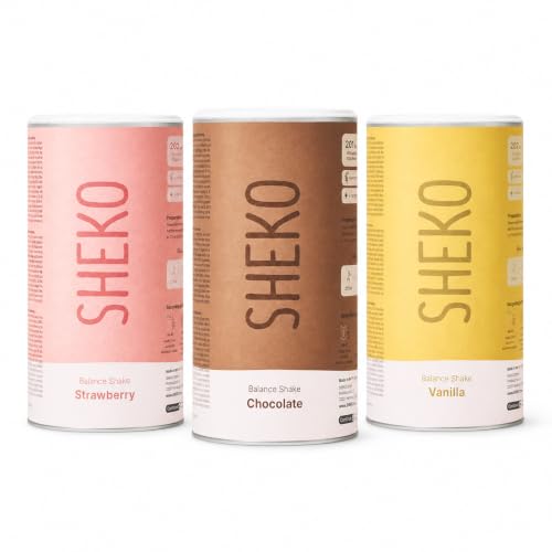 SHEKO 3er Bundle - Schoko, Erdbeere & Vanille Mahlzeitersatz & Abnehmshake