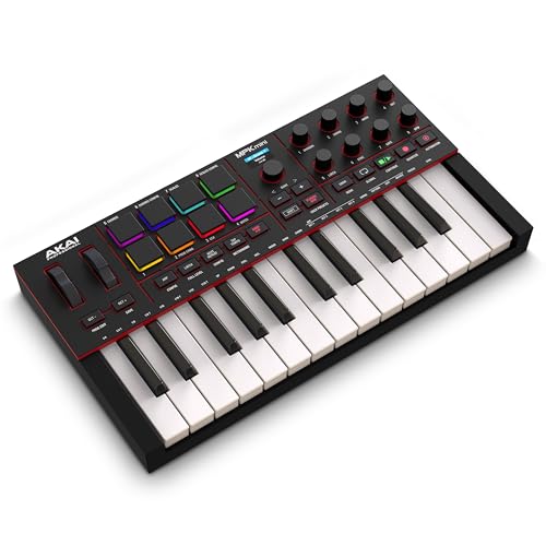 Akai Professional MPK Mini IV USB-C MIDI Keyboard Controller für Anfänger und Produzenten - MPC Drum Pads, Pitch- und Modulationsräder, Musikproduktionssoftware, Native Instruments Soundpaket, Schwarz