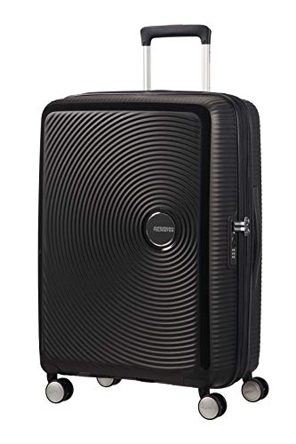 American Tourister Soundbox - Spinner M Erweiterbar Koffer, 67 cm, 71.5/81 L, Schwarz (Bass Black)