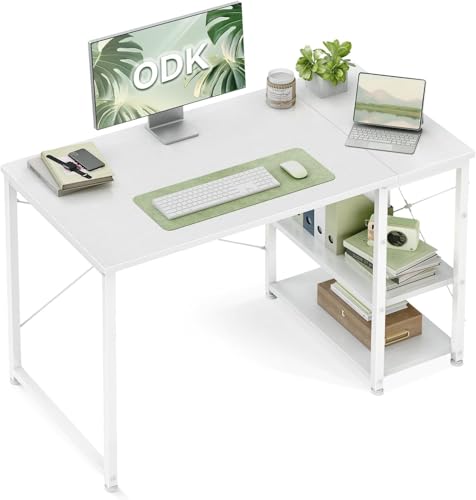 ODK Kleiner Tisch mit Regal, 100×48 cm, Weiß