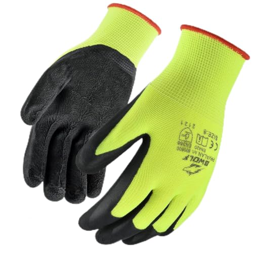 BWOLF PAVALAN 12 Paar Handschuhe Arbeitshandschuhe Herren Arbeitshandschuhe Damen Mechaniker Handschuhe Herren Montagehandschuhe mit robuster Latex Beschichtung (12, 10)