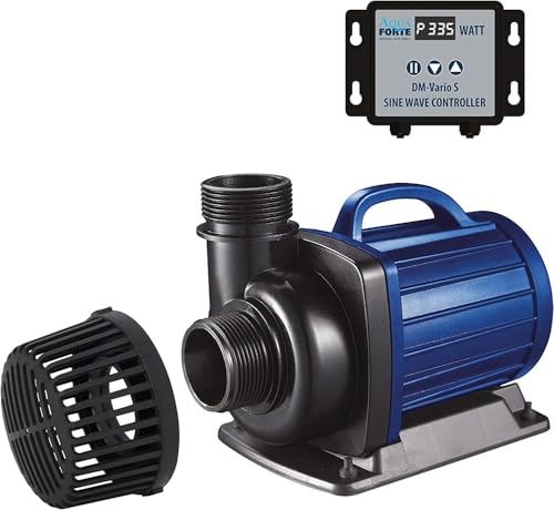 AquaForte Filter-/Teichpumpe DM-10.000 Vario S, 34-85W, Durchfluss 6-10 m3 pro Stunde, Förderhöhe 5,5m, regelbar mit externem Controller. Ideal als Bachlauf-/Wasserfallpumpe