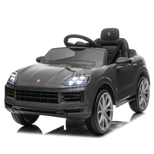 LALAHO Kinder Elektroauto 12V Kinderauto Elektrisch 2,4G-Fernbedienung, Elektrofahrzeuge 2-türig mit MP3, Musik, Hupe, LED-Leuchten (Grau)