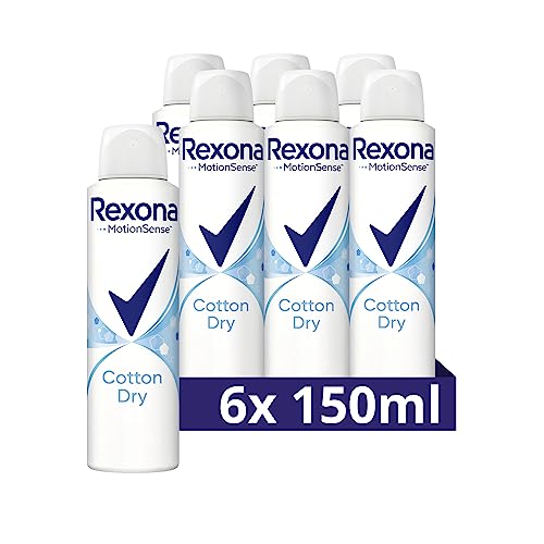 Rexona Women Anti Transpirant Spray Cotton Dry Deospray mit 48 Stunden Schutz gegen Körpergeruch und Achselnässe mit Anti-Transpirant-Technologie 6x 150 ml