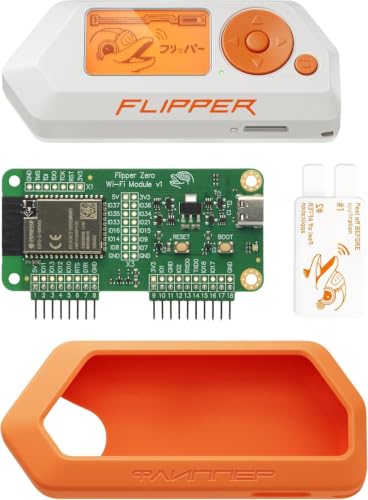Flipper Zero Starter Pack with WiFi Dev Board, Silicone Protective Case, 3X Screen Protectors – Portable Multi-Tool for RFID, NFC, IR, GPIO & Wireless Testing