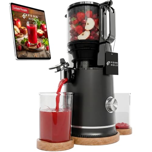 FERNHOLD Entsafter Slow Juicer 250 W | 130 mm XXL-Einfüllschacht, BPA-frei