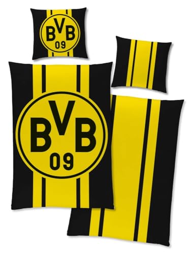 Borussia Dortmund Wendebettwäsche Classic schwarzgelb Streifendesign 135 x 200 cm Bettwäsche BVB 09
