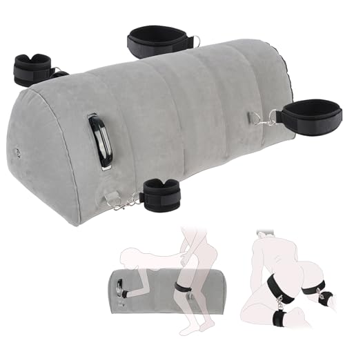 Aufblasbares Sexspielzeug-Kissen mit BDSM-Bondage–verstellbare Fesseln,extralanges Kissen für Paare, inkl.4 Fesseln für ausgefallene Sexstellungen,tragbares Sexmöbel für Schlafzimmer und Außenbereich